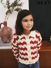 Rust Brown 100% Cotton Boxy Collar Cardigan (3-16yrs) (E25054) | $44 - $55