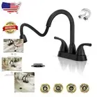 Matte Black Pull Down Sprayer Bathroom Faucet with 360-Degree Swivel Spout