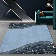Large Rug Indoor Floor Cover Carpet Living Room Bedroom Office Dining Room Blue and Gold Modern Abstract Starry Sky, Gray, 180 x 270 cm