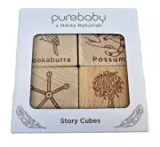 Purebaby Beach Wood Story Cubes illustrated by Nikita Rotumah Indigenous blocks