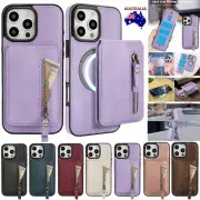 For iPhone 16 15 14 13 12 11 Pro Max 8 Plus Detachable MagSafe Wallet Case Cover