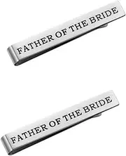[SAFIGLE] 2 Pcs Cufflinks for Men Bride Father Tie Clip Double-sided Lettering Wedding Party Present