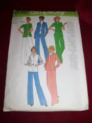 1977 SIMPLICITY #8032-LADIES RETRO SHIRT-JACKET-VEST & PANTS PATTERN 18/20 FF