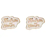 Set of 2 Rose Gold "Matron of Honor" Enamel Lapel Pins (0.75" X 1")