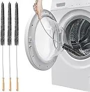 3 Pack Flexible Dryer Vent Brush with Wood Handle for Removing Lint, Dryer Lint Brush Vent Cleaner Long Refrigerator Coil Cleaning Brush for Cleaning Corners and Gaps (Black, One Size)