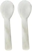 Set of Caviar Spoons 2Pcs Shell Spoon Mother of Pearl Caviar Spoons W Round Handle for Caviar Egg Ice Cream Coffee Restaurant Serving