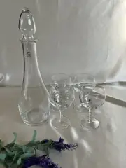 Bormioli Light & Music 6-pc Wine Set Blown Crystal Glass W/Decanter Italy