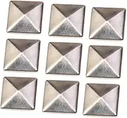 TEHAUX 100 Pcs Pyramid Studs Flatback Studs Silver Color Hotfix applicator Anti-Wearing Punk Rivets Square Studs Rivet Studs DIY materal hot Drill Metal Mold Square Nail
