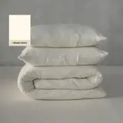 Creamy White Linen Duvet Set - 100% French Flax Linen, King / White