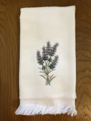 Embroidered Fingertip Towel w/ Lavender Design on 100% Cotton Velour Terry