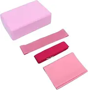 Complete Yoga Fitness Kit: Yoga Brick Latex Pull Towel Stretch Band Resistance Ring Set of 4
