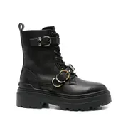 [Pinko] Pinko Leather Combat Boots 37 IT BLACK