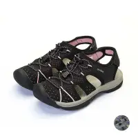 在飛比找Yahoo奇摩購物中心優惠-ARRIBA艾樂跑女鞋-魔鬼氈運動涼鞋-黑粉/灰藍(6252