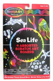 Scratch Art by Melissa & Doug Sea Life Holographic 4 Pack Art Boards New, Sealed