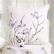 Garden Flower Embroidery Pillow Cover Square Non-core European Simple Fashion Pillow Bedside Sofa Cushion Cover(550mm*550mm,5)