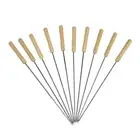10Pcs Barbecue Skewer Stainless Steel 8 Inch BBQ Skewers Reusable for Grilling