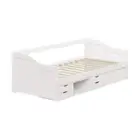Oikiture Single Kids Bed Frame with Trundle Storage Drawers Timber White