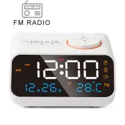 LED Alarm Clock for Bedside Wake Up. Digital Table Calendar with Temperature