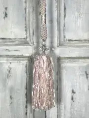 Pair 2 pieces Curtain Tie Backs - 25cm Tassel with double faceted glass top - Pale Pink