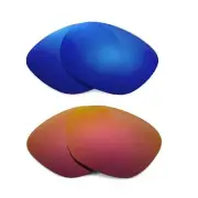 Walleva Two Pairs Polarized Lenses For Oakley Garage Rock - Fire Red + Ice Blue
