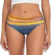 [SAAKE] Parkway Mountains Print Women's Briefs XS S M L XL XXL 3XL 4XL Plus Size Briefs Bikini Ladies Underpants, Black, 3X-Large
