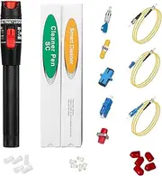 Duogalia Fiber Optic Cable Fault Locate Kit - 50Km VFL Fiber Optic Visual Fault Locator, SM FC - LC Adapter, LC/SC/ST/FC Coupler, 2 Cleaners, 3 Kind Dust Cap and 3 Short Patch Cords