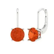 4Ct Red Gemstone - Round Cut VVS1 - Gold Drop Dangle Luxury Earrings Screw-Back