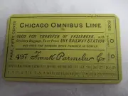 1904 CHICAGO OMNIBUS LINE TRANFER PASS UNSED TICKET