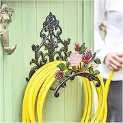 Hose Pipe Holder Heavy Duty Cast Iron Garden Hose Holder, Water Hose Hanger Wall Mounted, Decorative Indoor Outdoor Hose Rack Reel,Water Hose Storage, Metal Hose Stand Hose Pipe Hanger