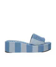 Fendi Sunshine Denim-Effect Jacquard Platform Slides 35,36,37.5,37,39.5,38,39,40,41,36.5 Light blue