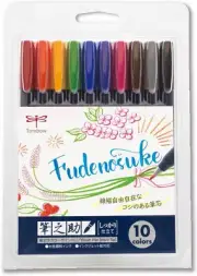 Fudenosuke Brush Pen - Hard - 10 Colors Set (WS-BH10C)