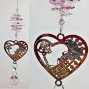 Butterfly Crystal Suncatcher, suncatchers, silver heart, rainbow hanging gift