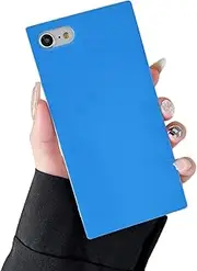 COCOMII - Square Case Compatible with iPhone SE 2022/2020/8/7 - Solid Color, Fashionable Hues, Glossy, Women Girls Men, Rectangle Phone Case for iPhone SE 2022/2020/8/7 4.7 inch, Cornflower Blue
