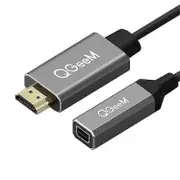 QGeeM HDMI Single to Mini DP Converter Adapter Cable UHD 4K@30Hz Plug and Play for PC Laptop