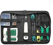 [Generic] 14pcs Portable Ethernet Network Hardware Bag Tool Network LAN Cable Crimper Pliers Tools Kit Network Repa g Tool Set Dual-use Network Cables Tester Multicolor One Size