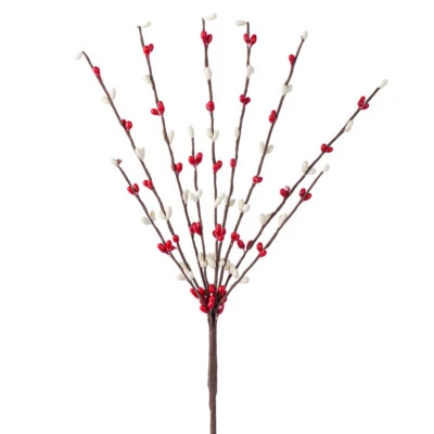 Set of 12 Hand Wrapped Petite Red and Cream Pip Berry 12" Sprays