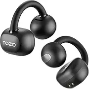 [TOZO] New OpenEarRing True Open Ear Headphones, Lightweight Comfort Open Ear Clip Wireless Earbuds, 40H Play Bluetooth 5.4 Headphones with Smart Digital Display Design Fit Sports Running, Workout Black