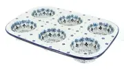 Blue Rose Polish Pottery Celeste Muffin Pan