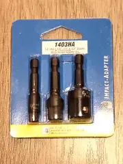 Grey Pneumatic #1403RA 3pc 1/4" Hex to Impact Socket Adapter Set 1/4, 3/8 & 1/2