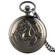 Steampunk Black Pocket Watch Fullmetal Alchemist Quartz Movement Roman Number