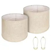 Large Lampshades Set of 2 Drum Lamp Shades 15" Top X 15" Bottom X 12" High, L...