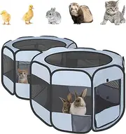 Small Animals Playpen Pop up Small Pet Cage Enclosure Hutch Tent Chick Run Brooder Box Coop Foldable Kennel for Kitten Ferret Puppy Guinea Pig Rabbit Hamster Chinchillas(No Divider, Unified Space)