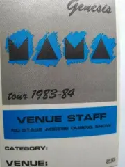 Genesis Mama Backstage Pass Original 1983-1984 Concert Tour Pop Rock Music