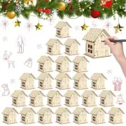 24 Pcs 2025 DIY Christmas Wooden Advent Calendar 24 Days Advent Countdown