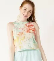 NWT SO Racerback Tank Crop Top PEACH TIE DYE Women's Juniors Sz Lrg NWT MSRP $14