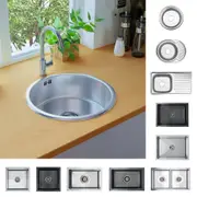 Kitchen Sink with Overflow Hole Stainless Steel Multi Colours/Sizes vidaXL