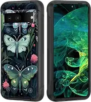 [wiaekosef] for Pixel 8a Case,Heavy Duty Dual Layer Hard PC & Soft Silicone Rugged Bumper Shockproof Protective Case for Google Pixel 8a 6.1 inch 2024,Butterfly Vintage Botanical