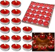 Gohytal Pack of 50 Tea Lights Red, Round Tea Lights Red Unscented, Romantic Red Tea Lights Decoration for Christmas, Valentine's Day, Birthday, Proposal, Party, Anniversary, Wedding, Engagement