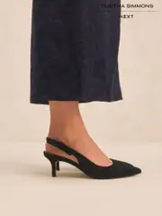 Black Leather Tabitha Simmons x Next Dela Slingback Point Heels (B43610) | $178