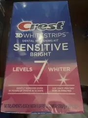 CREST 3D WHITESTRIPS SENSITIVE BRIGHT LEVEL 7-- 28 STRIPS!! EXP: 07/2026